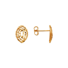 Load image into Gallery viewer, 14K Real Yellow Gold Diamond Cut Curved Oval Stud Earrings 9x13mm
