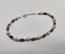 Load image into Gallery viewer, 925 Sterling Silver Black Rhodium Diamond Cut Bead Ball Bracelet, 7" Long
