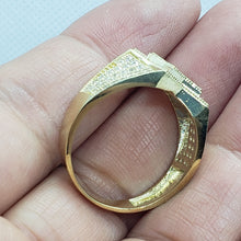 Load image into Gallery viewer, 14K Yellow Gold Double Star Shaped Ring 20.5mm Band Iced Size 9-11 Hip Hop Style
