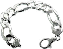 Load image into Gallery viewer, 925 Sterling Silver Heavy Thick Figaro Chain Beveled Edge Bracelet Necklace 16mm
