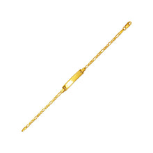 Load image into Gallery viewer, 14K Yellow Gold 5mm ID Bracelet 2.5mm Figaro Chain 6" Engraving Available
