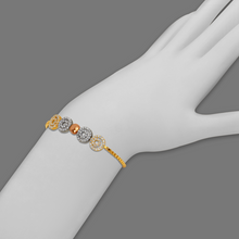 Load image into Gallery viewer, 14K Tricolor Gold 8mm Center, 1mm Ladies Bracelet High Polished Fancy Chain
