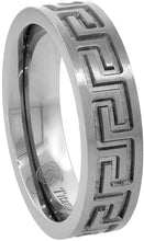 Load image into Gallery viewer, 6mm Titanium Wedding Band Ring Greek Key Flat Ring Comfort Fit Size 6 to 14
