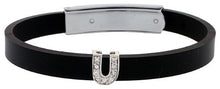 Load image into Gallery viewer, 925 Sterling Silver Alphabet Letter Block CZ Stone Flat Rubber Bracelets, 8mm
