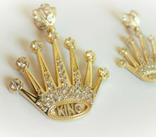 Load image into Gallery viewer, 10K Solid Yellow Gold CZ Crown King Statement Pendant Charm for Men 2 Sizes
