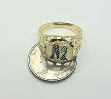 Load image into Gallery viewer, 10k Solid Yellow Gold Round Initial Letter Signet Ring Alphabet A-Z Size 7.5-13
