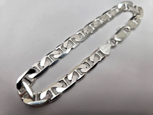 Load image into Gallery viewer, 925 Sterling Silver Flat Mariner Link Chain Diamond Cut Necklace 8mm 7" to 30"
