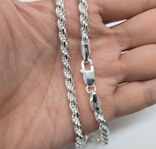 Load image into Gallery viewer, 925 Sterling Silver Thick Rope Chain Necklace Diamond Cut 4.5mm 7" to 30"
