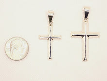 Load image into Gallery viewer, 925 Sterling Silver Smooth Simple Beveled Edge Cross Pendant 2 Sizes
