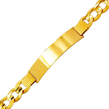 Load image into Gallery viewer, 14K Yellow Gold Figaro Concave ID Bracelet 11mm/10mm 8" 8.5" Engraving Available

