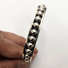 Load image into Gallery viewer, Sterling Silver Cuff Bracelet Beaded Handmade Bangle Cuff Beaded 7.25 inch
