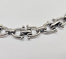 Load image into Gallery viewer, 925 Sterling Silver Large Horseshoe Link Chain Bracelet 19mm Wide 8.5" Long
