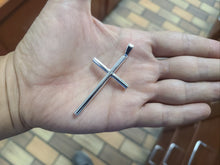 Load image into Gallery viewer, 925 Sterling Silver Plain 4mm Tubular Cross Pendant 2 1/4 Inch Tall (56mm)

