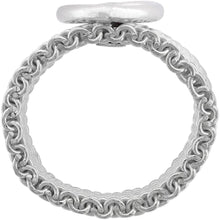 Load image into Gallery viewer, Sterling Silver Heavy Mesh Ring 10mm Wedding Band with 8mm Wide Heart Size 5-11
