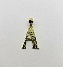 Load image into Gallery viewer, 10K Solid Yellow Gold Nugget Initial Letter Pendant Alphabet Necklace Charm
