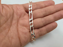 Load image into Gallery viewer, 925 Sterling Silver Figaro Flat Link Bracelet 6mm Chain Loster 7" to 7.5" Long
