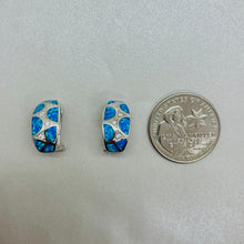 Load image into Gallery viewer, Sterling Silver Synthetic Opal Earrings Cubic Zirconia Accent
