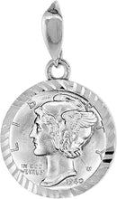 Load image into Gallery viewer, Sterling Silver Dime Bezel 18 mm Coins Prong Back Diamond Cut 10 Cent Coin
