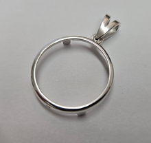 Load image into Gallery viewer, 925 Sterling Silver Square Edge Nickel Coin Bezel Pendant 21mm Prong Back
