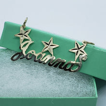 Load image into Gallery viewer, 10K Solid Yellow Gold Handmade Personalized Custom Name Pendant Charm with Stars
