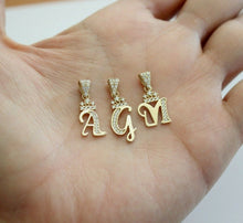 Load image into Gallery viewer, 10K Yellow Gold Crown Initial Letter Pendant Charm with CZ for Ladies Woman Girl
