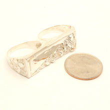Load image into Gallery viewer, 925 Sterling Silver Rectangular Two Finger Nugget Ring 5/8 Inch Wide, Sizes 8-13
