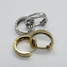 Load image into Gallery viewer, 14K Real Yellow White Gold Huggie Hoop Earrings Diamond Cut Round 11mm Men Women
