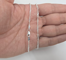 Load image into Gallery viewer, 925 Sterling Silver Twisted Singapore Chain Necklace Diamond Cut 2.2mm 7" to 30"

