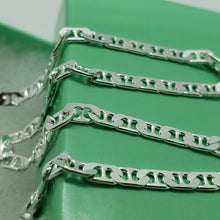 Load image into Gallery viewer, 925 Sterling Solid Silver Italy Flat Mariner Link Chain Necklace Bracelet 3.7mm

