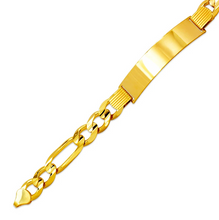 Load image into Gallery viewer, 14K Yellow Gold Figaro Concave ID Bracelet 11mm/10mm 8" 8.5" Engraving Available
