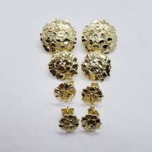 Load image into Gallery viewer, 10K Gold Authentic Nugget Round Diamond Cut Stud Earrings for Men Women 4 Sizes
