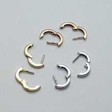 Load image into Gallery viewer, 14K Yellow White Rose Gold Elegant High Polished Huggie Hoop Earrings 2x10mm
