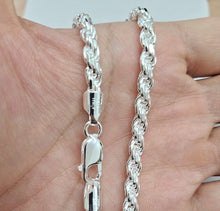 Load image into Gallery viewer, 5mm Sterling Silver D/C Rope Chain Necklaces Bracelets Handmade Italy 7 to 30 in
