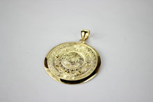 Load image into Gallery viewer, 10K Solid Yellow Gold Aztec Mayan Sun Calendar Charm Pendant 3 Sizes
