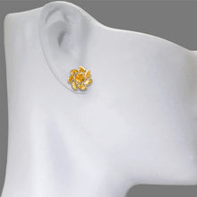 Load image into Gallery viewer, 14K White Gold High Polished Diamond Cut Flower Stud Earrings 13mm
