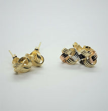 Load image into Gallery viewer, 14K Yellow Tri-Color Gold Pinwheel Stud Earrings
