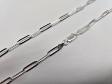 Load image into Gallery viewer, 925 Sterling Silver Flat Paperclip Chain Necklace Bracelet 4mm 7" to 30" Long
