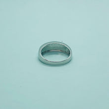 Load image into Gallery viewer, Sterling Silver Blue Synthetic Opal Band Ring for Women Square Inlays Tapered
