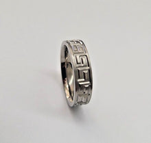 Load image into Gallery viewer, 6mm Titanium Wedding Band Ring Greek Key Flat Ring Comfort Fit Size 6 to 14
