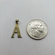 Load image into Gallery viewer, 10K Solid Yellow Gold Nugget Initial Letter Pendant Alphabet Necklace Charm
