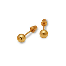 Load image into Gallery viewer, 14K Yellow or White Gold Ball Stud Earrings 4mm Wide 2grams Screw Backing
