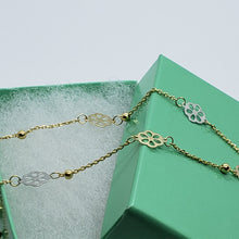 Load image into Gallery viewer, 14K Tricolor Gold Flower Charm Anklet Bracelet High Polished 10 inch Chain Women
