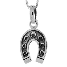 Load image into Gallery viewer, 925 Sterling Silver Horseshoe with Mini-Horseshoes Pendant 1 (25mm) Inch
