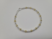 Load image into Gallery viewer, 925 Sterling Silver Saucer Bead Bracelet w/ Yellow Gold Finish 4mm, 7" to 8"
