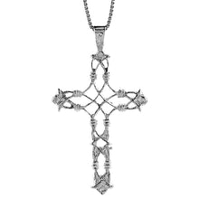 Load image into Gallery viewer, 925 Sterling Silver Thin Wire and Bead Cross Pendant 1 5/8 Inch Tall (41mm)
