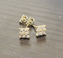 Load image into Gallery viewer, 10K Gold Earring with CZ Stud Push Back 2 Styles Round or Squared Women Girl
