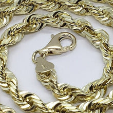Load image into Gallery viewer, Authentic 10K YELLOW GOLD Hollow Twist Rope Link Chain Necklace 5.5mm 22"-32"
