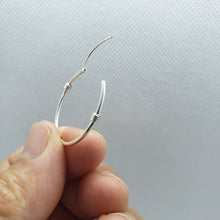 Load image into Gallery viewer, 925 Sterling Silver Bali Style Endless Hoop Earrings 1" Diameter 1mm Thin Tube
