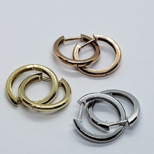 Load image into Gallery viewer, 14K Yellow White Rose Gold Elegant High Polished Angled Huggie Hoop Earrings
