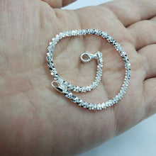 Load image into Gallery viewer, Sterling Silver Sparkle Rock Chain Necklace Bracelet 2mm Diamond 7"-24"
